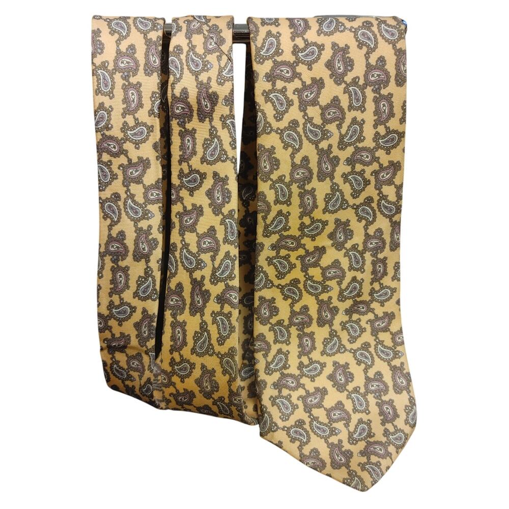 Neil Martin Men's OS Yellow/Brown Paisley Silk Tie